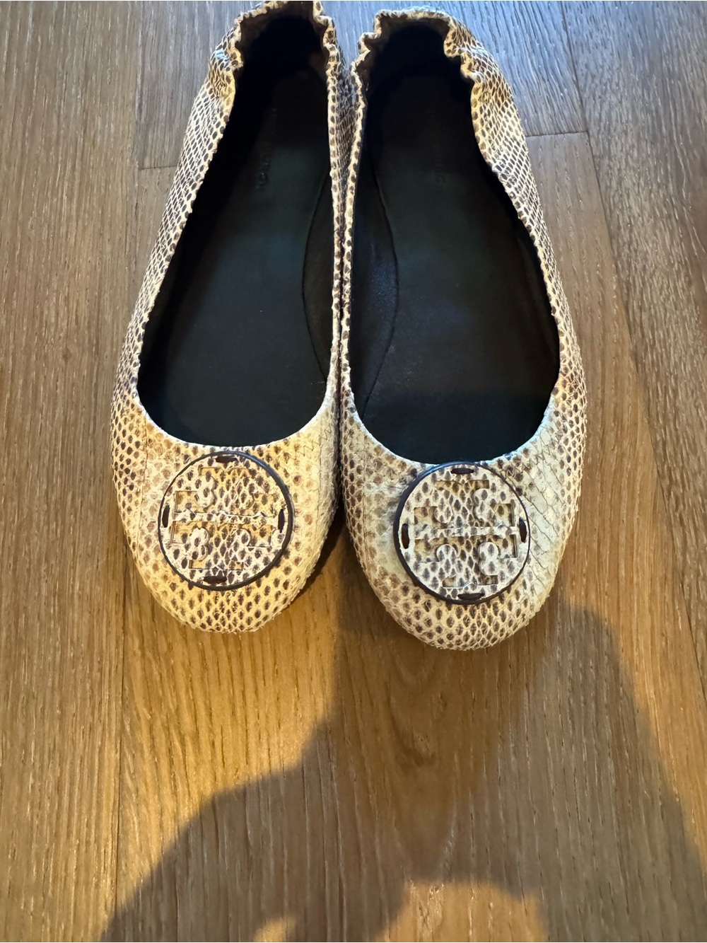 Tory Burch Minnie Travel Ballet Flats Snake Print - Size 7M